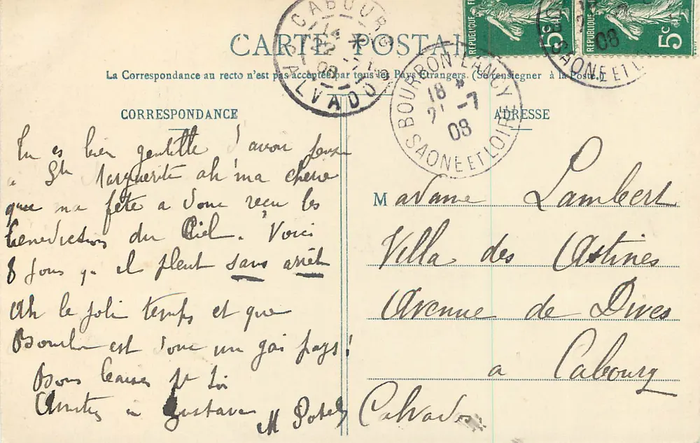 Cour de honra do Hospice d'Aligre — Bourbon-Lancy — Perreau-Mandrillon, editor - Verso