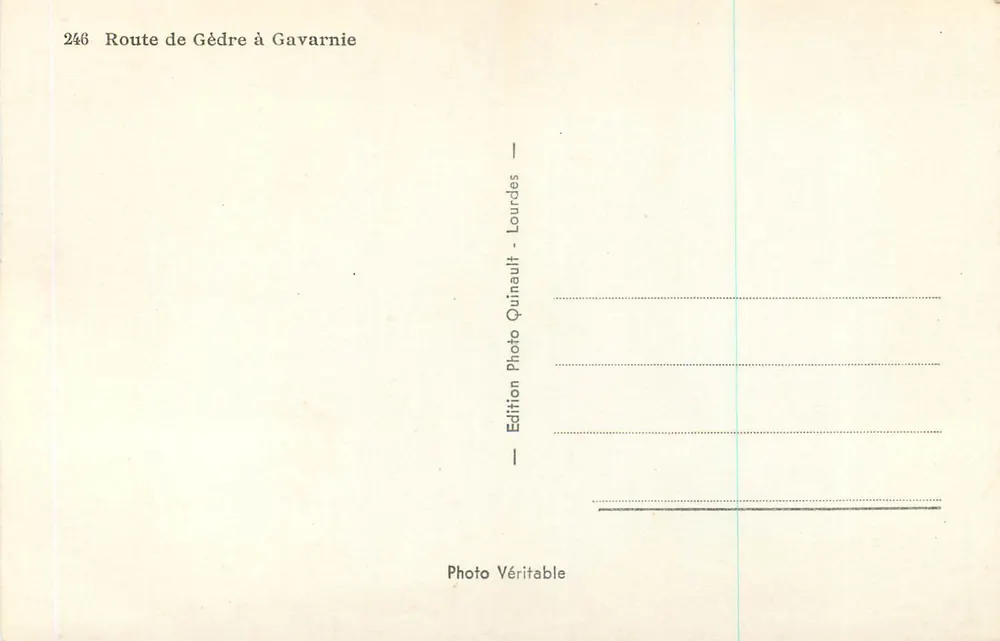 Estrada de Gèdre a Gavarnie — Edição Quinault - Lourdes - Verso