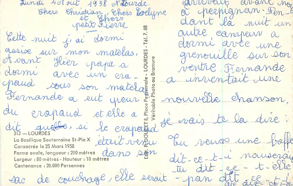 A Basílica Subterrânea São Pio X — Lourdes — Editor Edtlux, n°313 - Verso