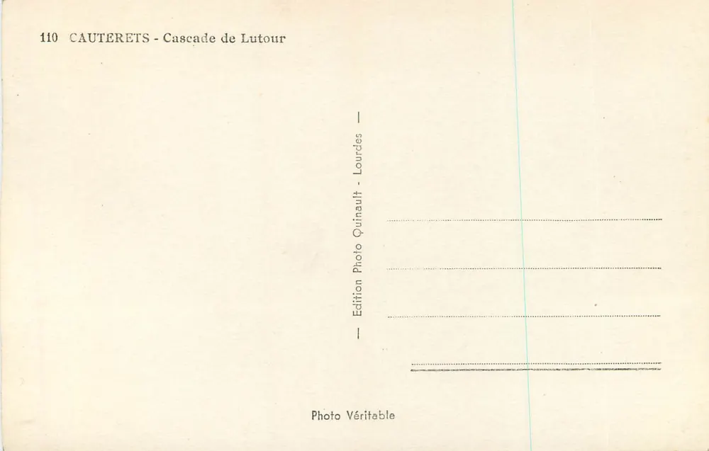 Cauterets - Cachoeira de Lutour — Edição Quinault - Lourdes - Verso