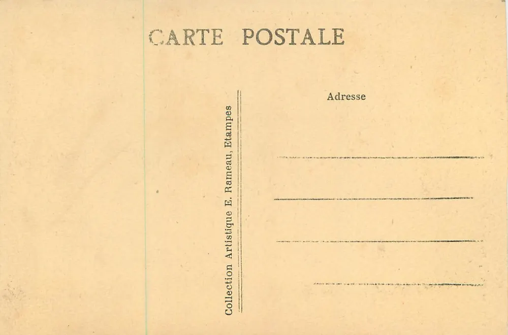 Notre-Dame d'Étampes — gezeichnet von Civeton, gestochen von Millet 1840 — Künstlerkollektion E. Rameau, Étampes - Rückseite