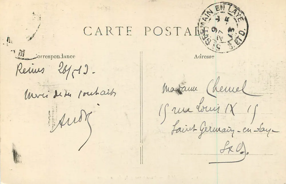 Reims — Panorama tirado da Estação — Editor E.P.D. n°12 - Verso