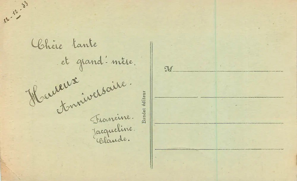 Reims — Jeanne d'Arc devant la Cathédrale, avant la Guerre — Bandet éditeur, n° 152 - Verso
