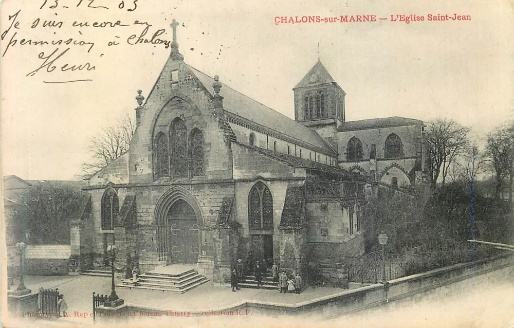 Chalons-sur-Marne — A Igreja de São João — Fototipia R. Repel em Château-Thierry, coleção R.F. - Frente