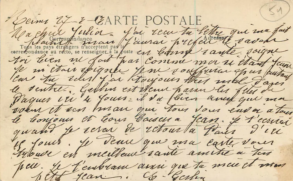 Reims — Praça Colbert — Editora ELD, n° 107 - Verso