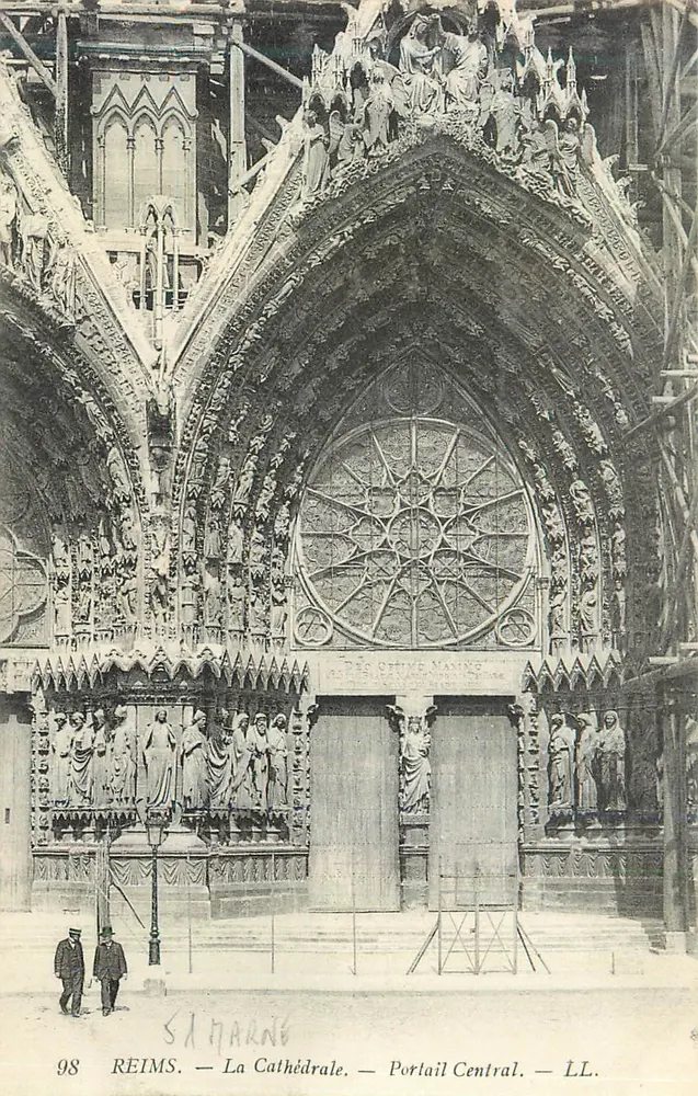 Reims — A Catedral — Portal Central — LL. — S. HARNÉ — n° 98 - Frente