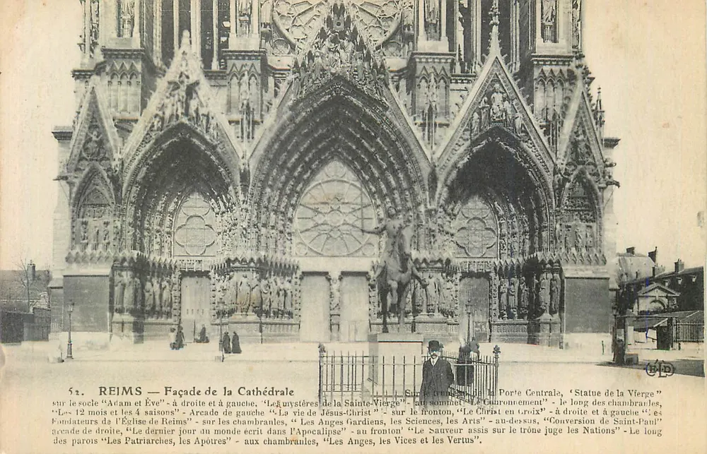 Reims — Fachada da Catedral — Editor L. B. Bally, Paris - Frente
