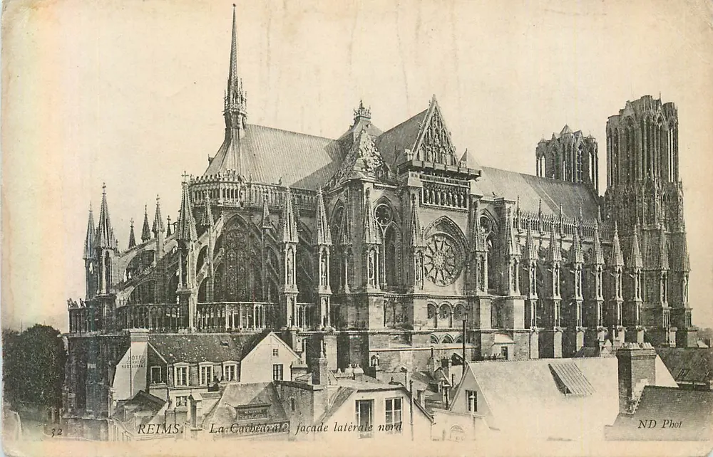 Reims — La Cathédrale, façade latérale nord — ND Phot - Recto