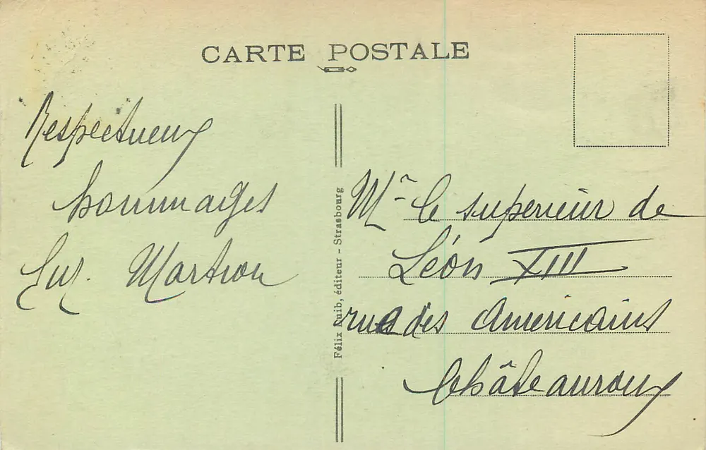 Strasbourg — A Catedral — Félix Rüib, editor, n°1 - Verso