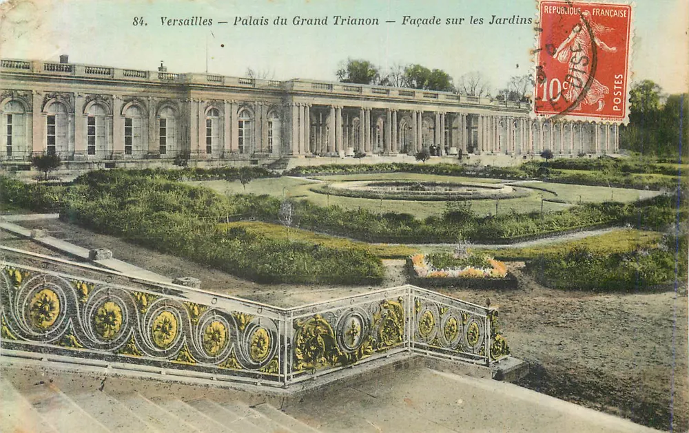Versailles — Palast des Grand Trianon — Fassade über die Gärten — Héliotypie A. Bourdier - Vorderseite