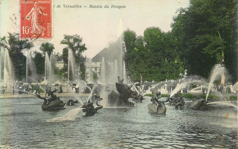 Versailles — Bassin do Dragão — Héliotypie A. Bourdier - Frente