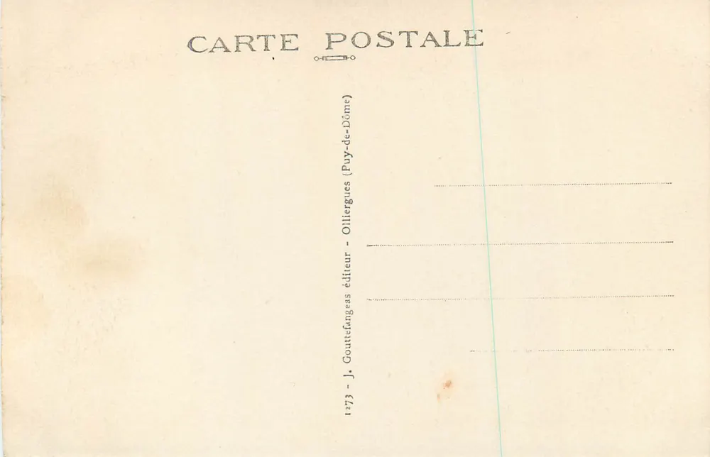 Le Puy de Sancy — Auvérigny — J. Coutelier, éditeur, n° 1773 - Verso