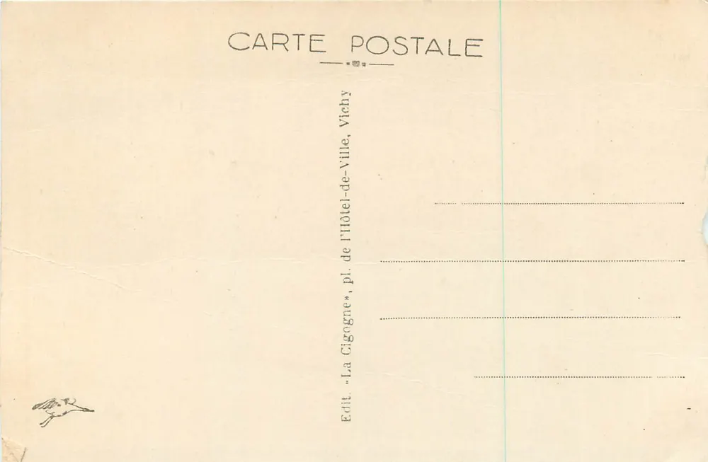 Vichy — Source de la Grande Grille — éditeur 'La Cigogne', pl. de l'Hôtel - Rückseite