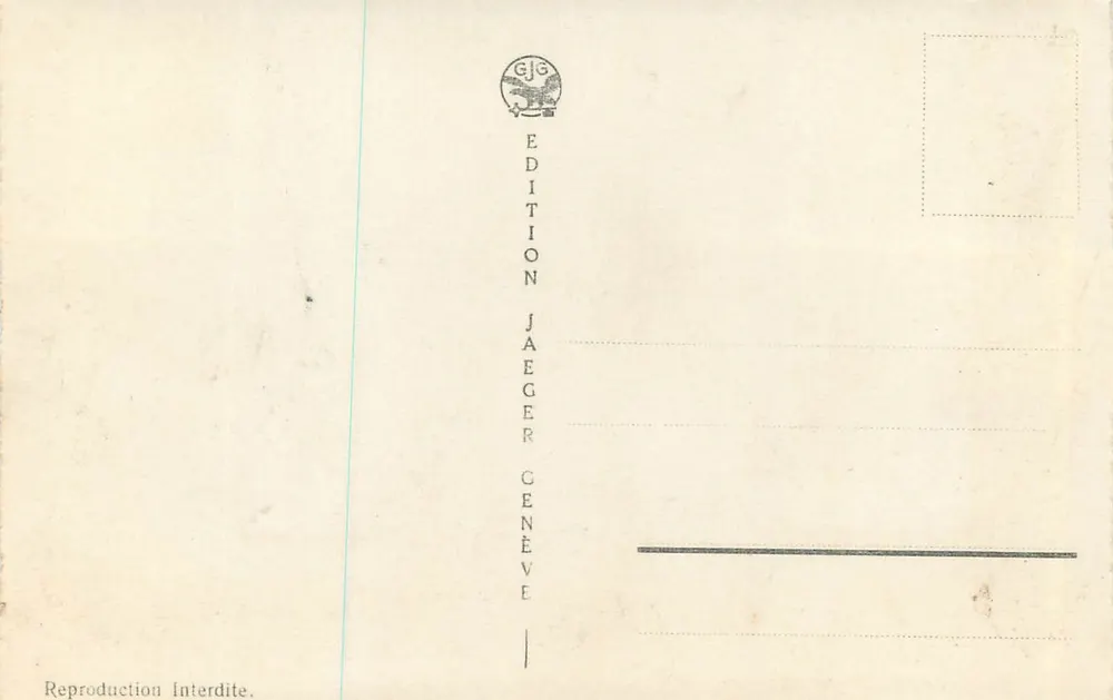 Genève. Monument Brunswick und Blick auf die Stadt — Édition Jaeger Genève, n° 7036 - Rückseite