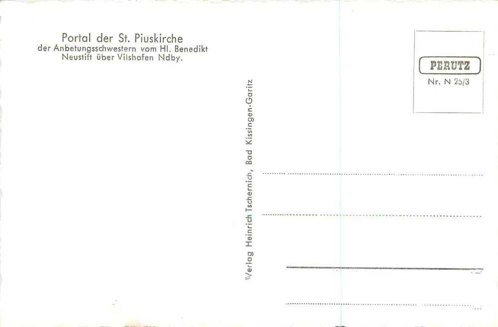 Portal da capela São Pio — convento das beneditinas de Vilshofen — editor Perutz, n° 25/3 - Verso