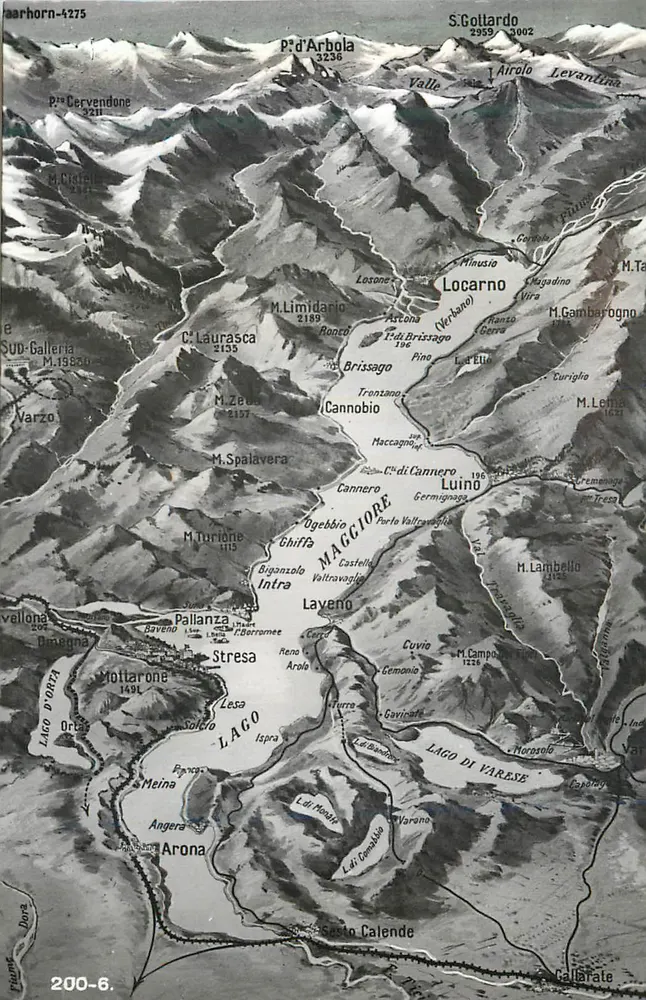 Carta topográfica do lago de Maggiore — editor Brunner & C. Como - Frente