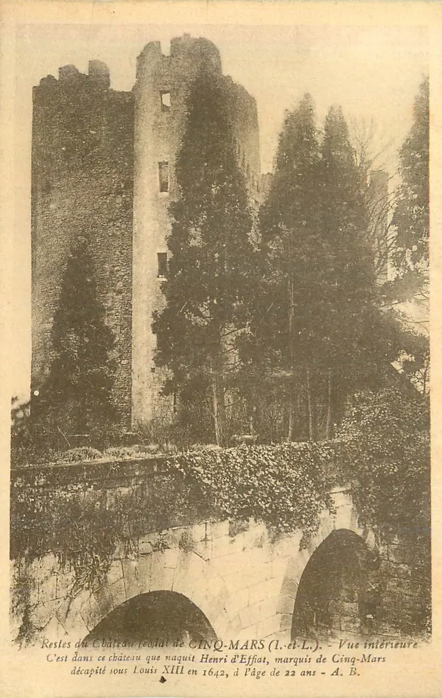 Restos do castelo feudal de CINQ-MARS (I.-et-L.) — Vista interna — A. B. - Frente