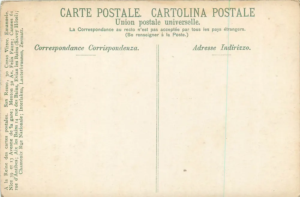 Nice - La Promenade des Anglais avec la baie des anges — Union postale universelle - Verso