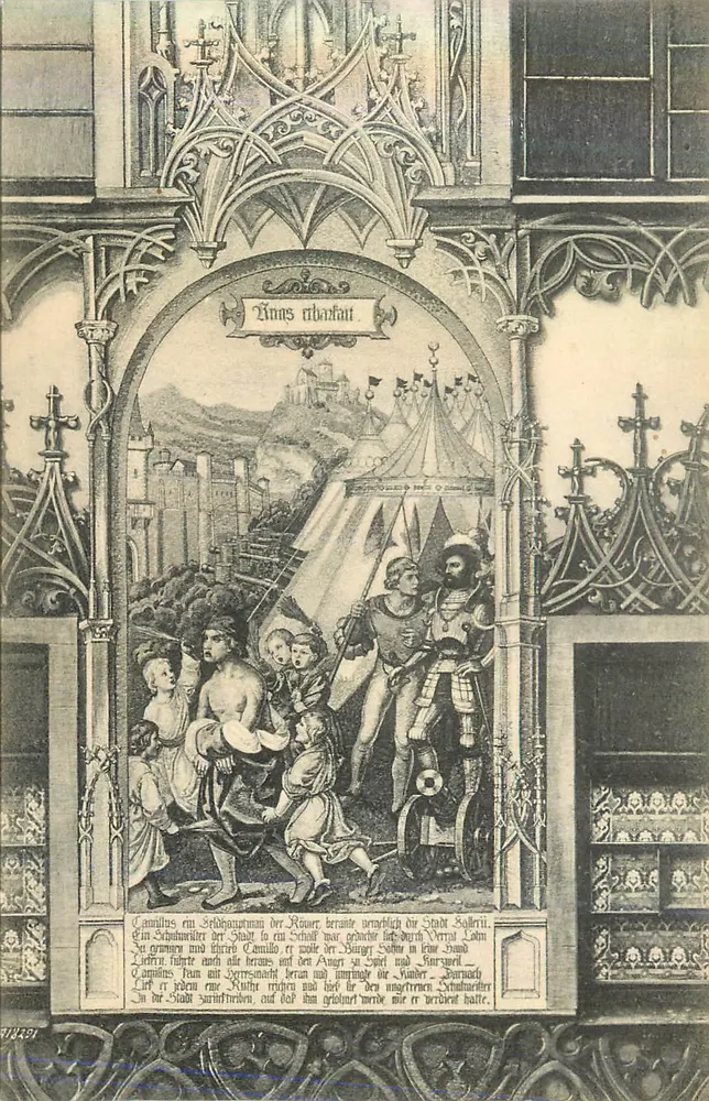 Dipinti al municipio di Ulm — Soggetto: Camillo e la città di Solerit — Editore F. H. Ulm & D. 152 - Recto