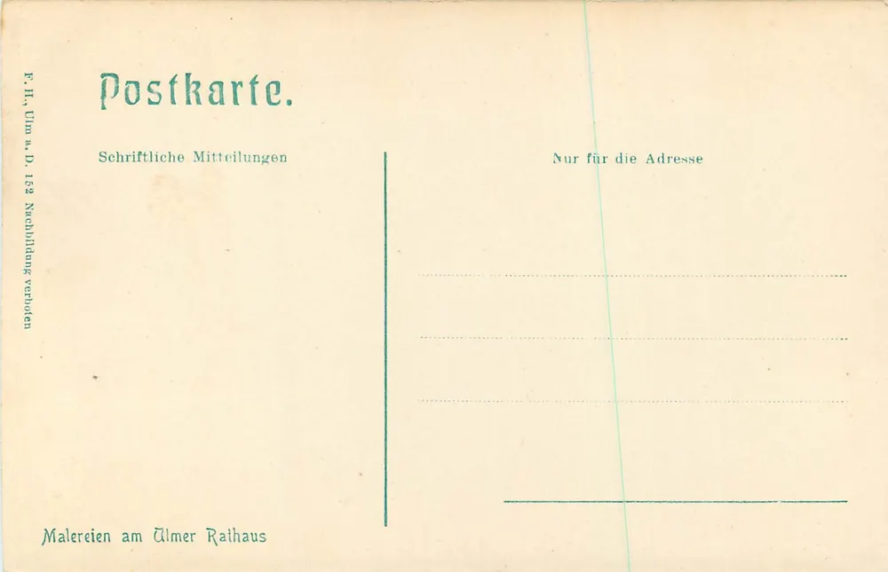 Dipinti al municipio di Ulm — Soggetto: Camillo e la città di Solerit — Editore F. H. Ulm & D. 152 - Verso