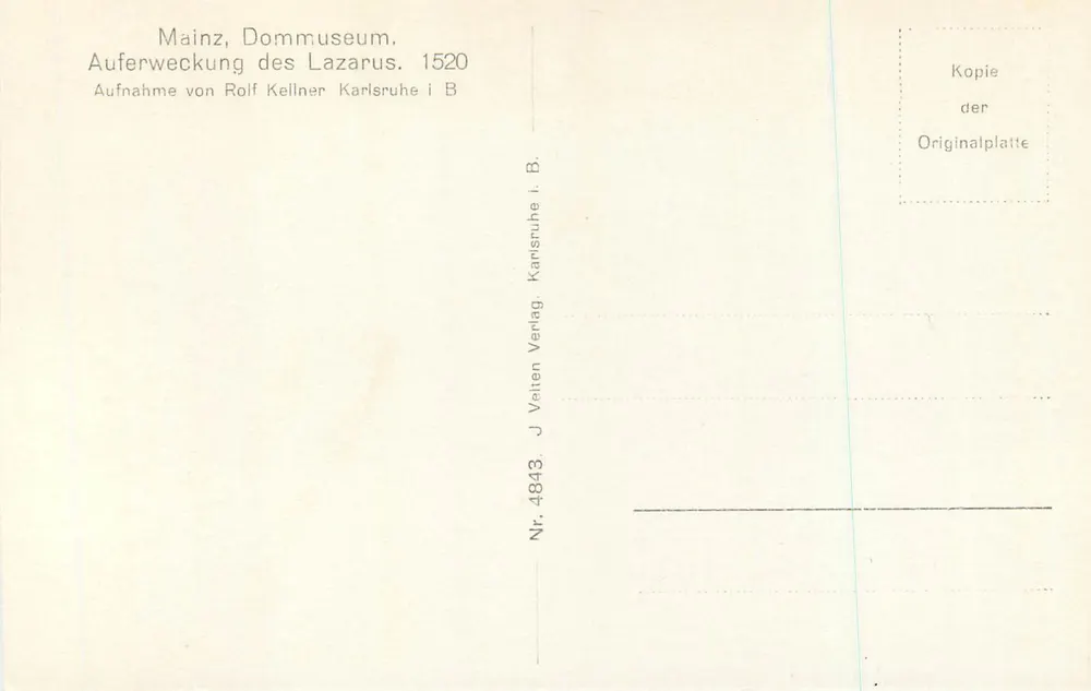 Auferweckung des Lazarus — 1520 — J. Veitlen Verlag, Nr. 4843 - Verso