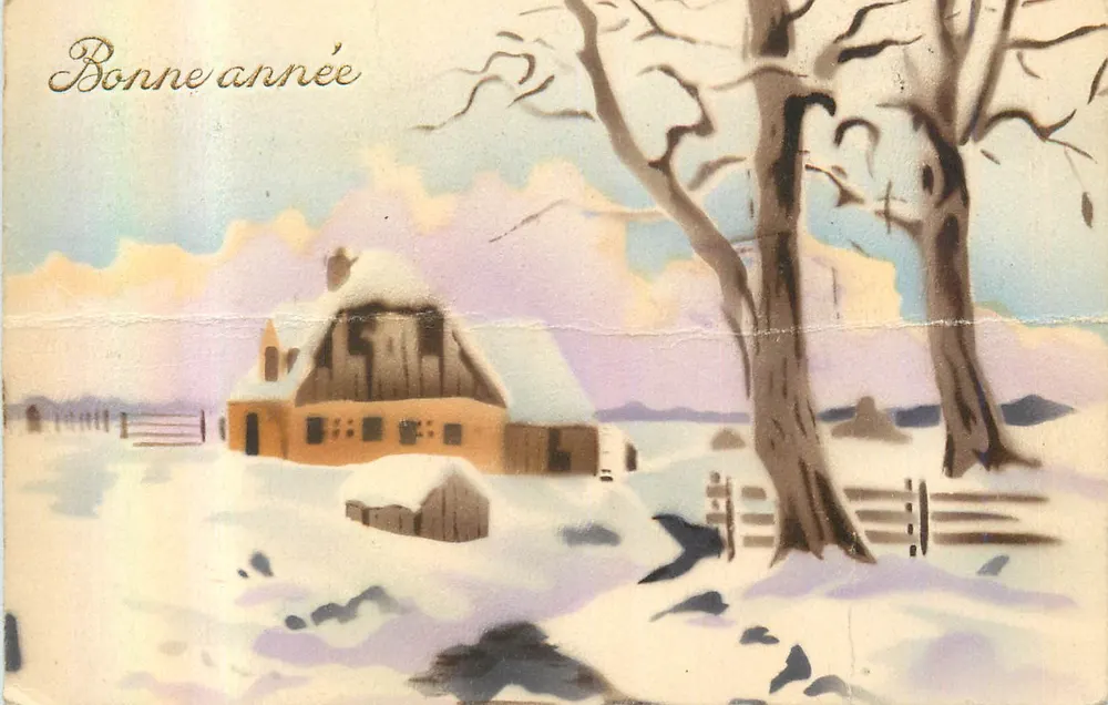 Paisagem invernal — casa nevada — Genolhac, 1913 - Frente
