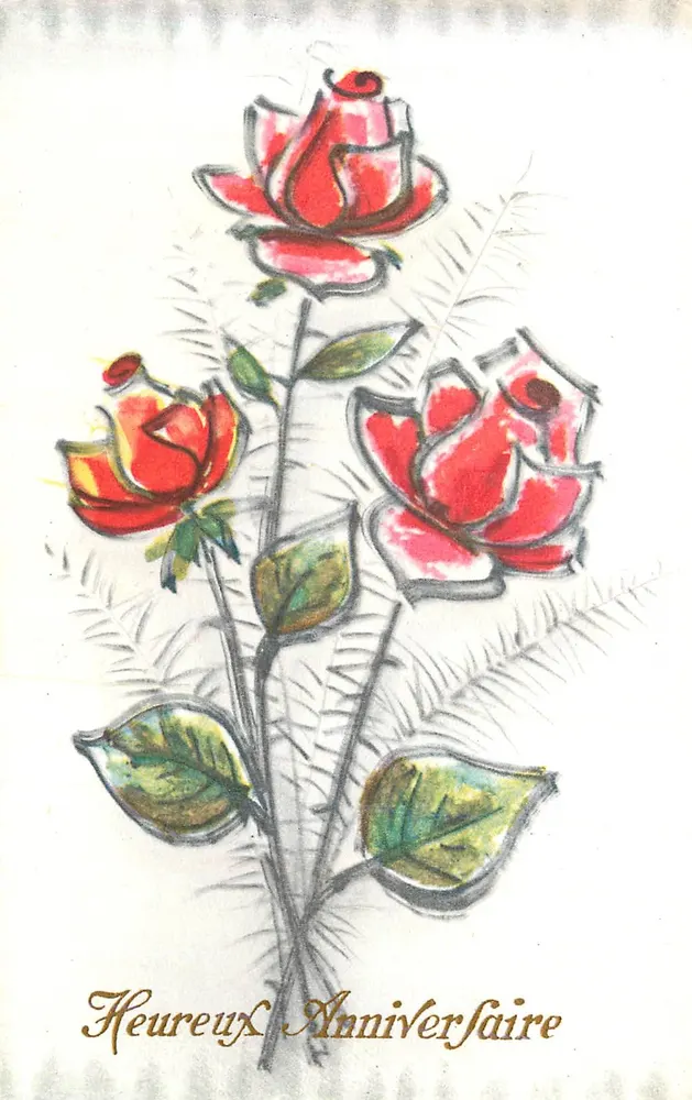 Mata de rosas — Aniversário — Carta postal italiana n°1132 - Frente