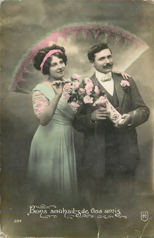 Casal em traje de festa — foto de estúdio — editor K. n° 354 - Frente