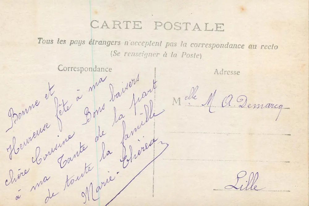 Vaso de flores — dedicação a Santa Catarina — editor Raisette, n° 1670 - Verso