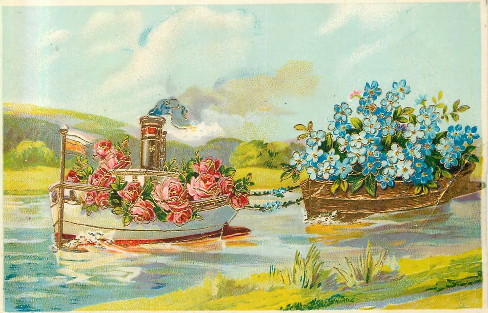 Navio de muguet e rosas — Primeiro de maio — Painted in Germany, n° 2627 - Frente