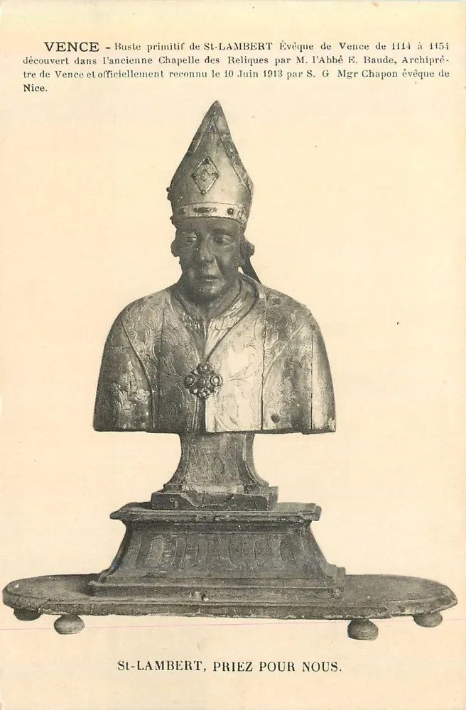 VENCE - Busto primitivo de St-Lambert Bispo de 1114 a 1154 - Editor não visível - Frente