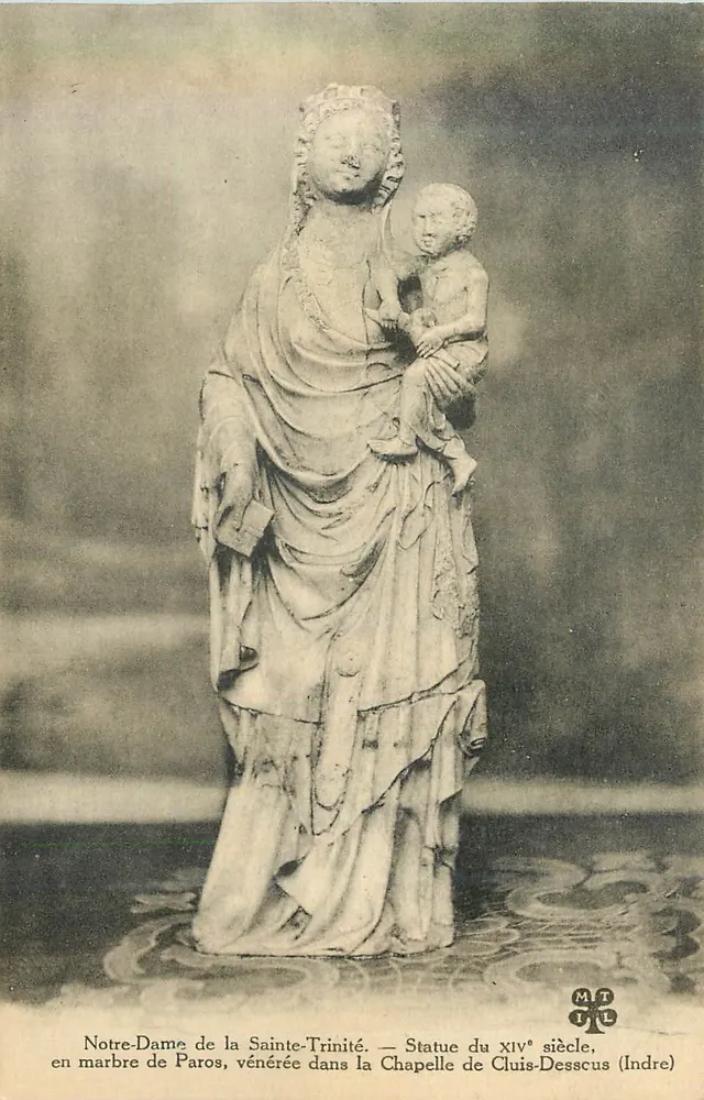 Notre-Dame de la Sainte-Trinité — Statue des 14. Jahrhunderts — Kapelle von Cluis-Desscus (Indre) - Vorderseite