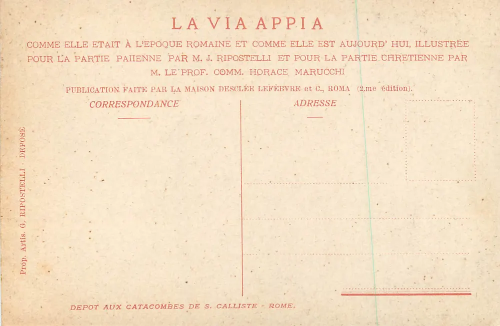 Kaplica św. Patryka — Via Appia Antica — G. Ripostelli - Rewers