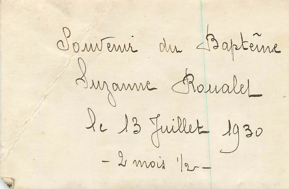 Rodzina i przyjaciele — uroczystość chrzcin Suzanne Romalel — 13 lipca 1930 - Rewers