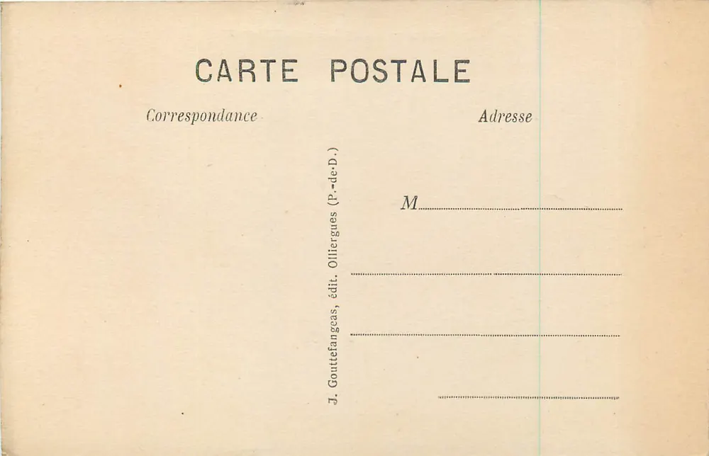 A Auvergne — Castelo de MUROLS — J. Gouttefangeas, editor Olliergues (P.-de-D.) - Verso