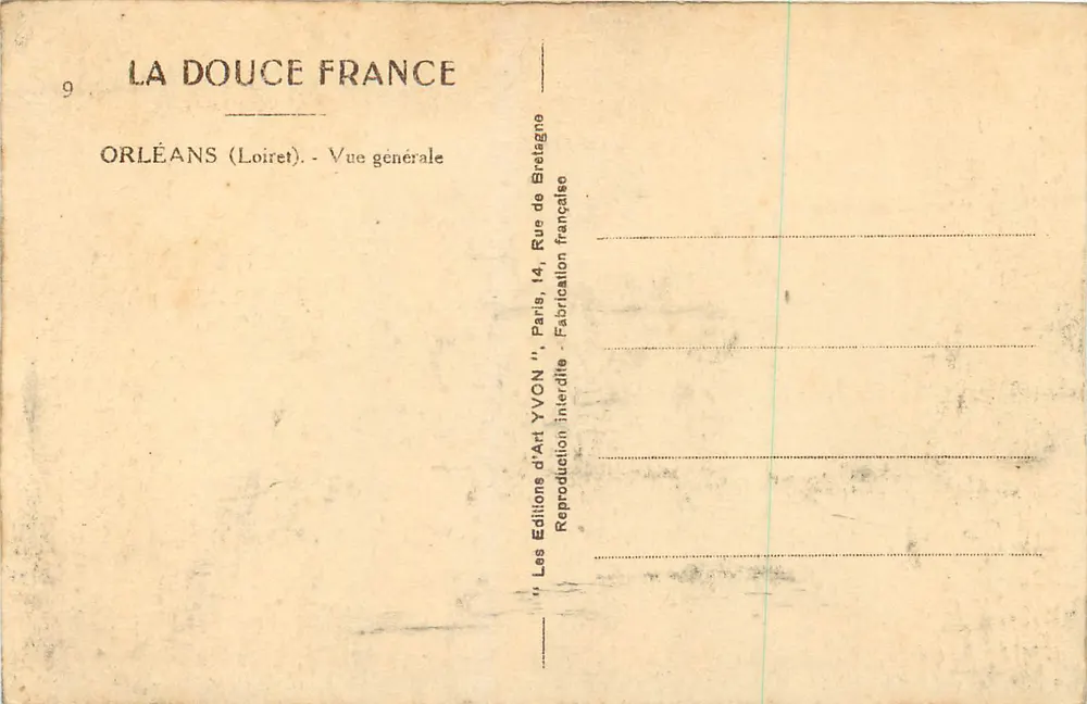 Allgemeiner Blick auf Orléans — Kathedrale Sainte-Croix und Schieferdach — Éditions YVON - Rückseite