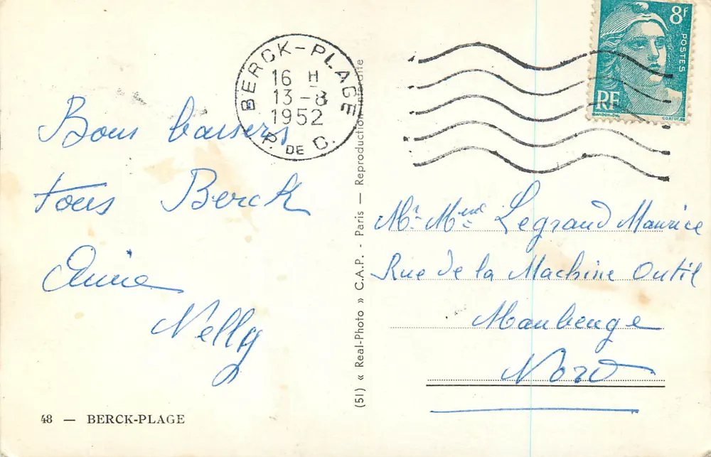 Berck-Plage — Lembrete de Berck-Plage — « Real-Photo » C.A.P. n°48 - Verso