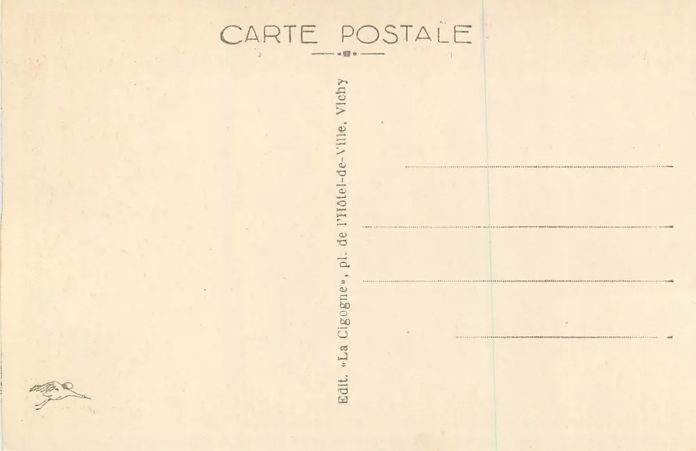 Vichy — Das Casino von der zentralen Allee des Parks gesehen — Verlag La Cigogne, Nr. 308 - Rückseite