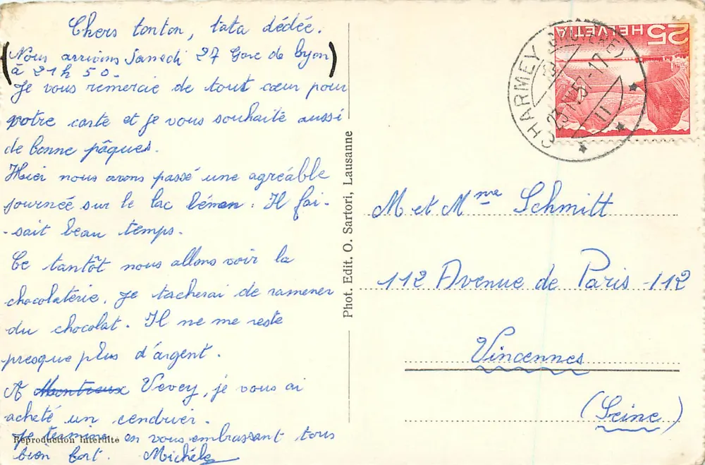 लेमन झील — सूर्यास्त — फोटो. एडिट. ओ. सार्टोरी, लॉज़ान, नंबर 2540 - पीछे