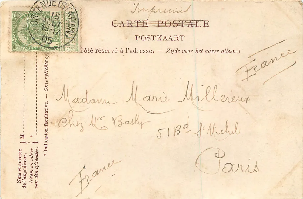 Ostend — Basin — Ostend Post Office Press - Back