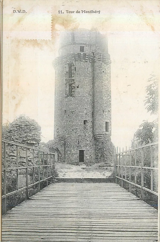Tour de Montlhéry — tour en ruine avec passerelle en bois — éditeur D.W.D. n°11 - Frente