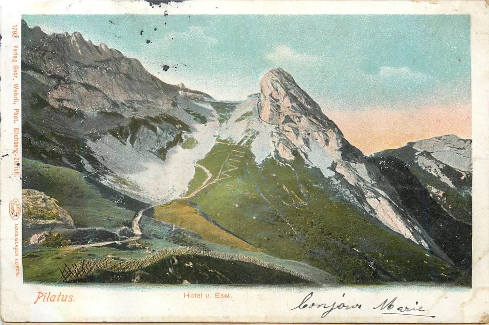 Pilatus — vue du glacier et de l'Hotel u. Esel — Verlag G. Wamli, Phot. Klioberg, Zürich - Frente