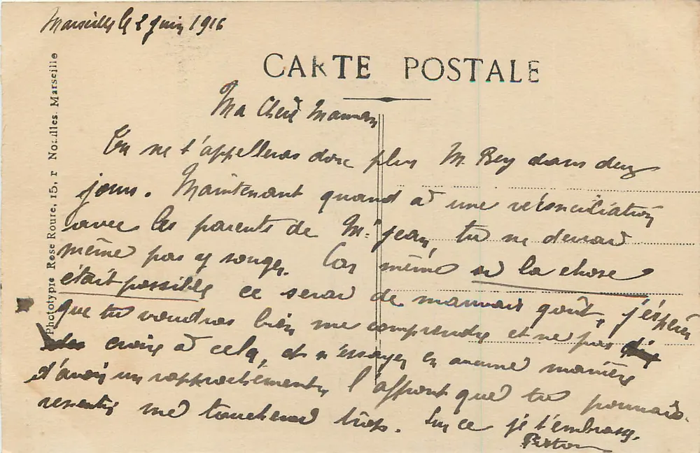 Marseille - A Fontaine Cantini — Phototype Rose, n°109 - Verso