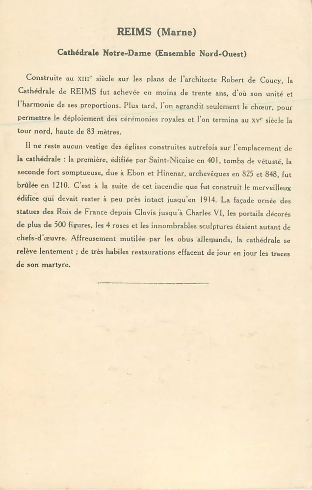 Reims (Marne) — Kathedrale Notre-Dame (Nordwest-Ensemble) — 4. Serie, Sammlung von Kolarsine und Solution Pautauberge - Rückseite