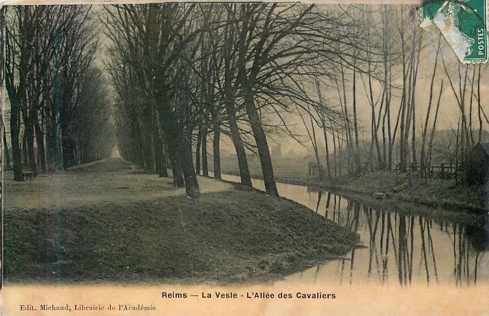 Reims — La Vesle — L'Allée des Cavaliers — Edit. Michaud, Librairie de l'Académie - Recto