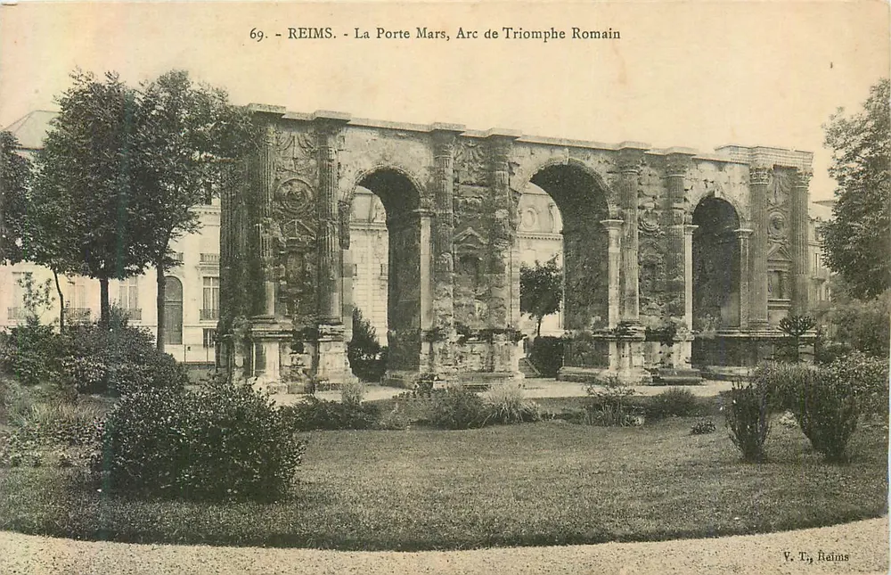 Reims - A Porta Mars, Arco do Triunfo Romano — V. T., Reims, n°69 - Frente