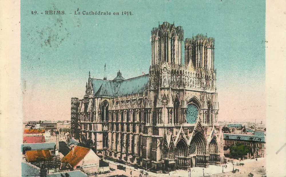 Reims — A Catedral em 1914 — A. Quentinet, editor, n°49 - Frente