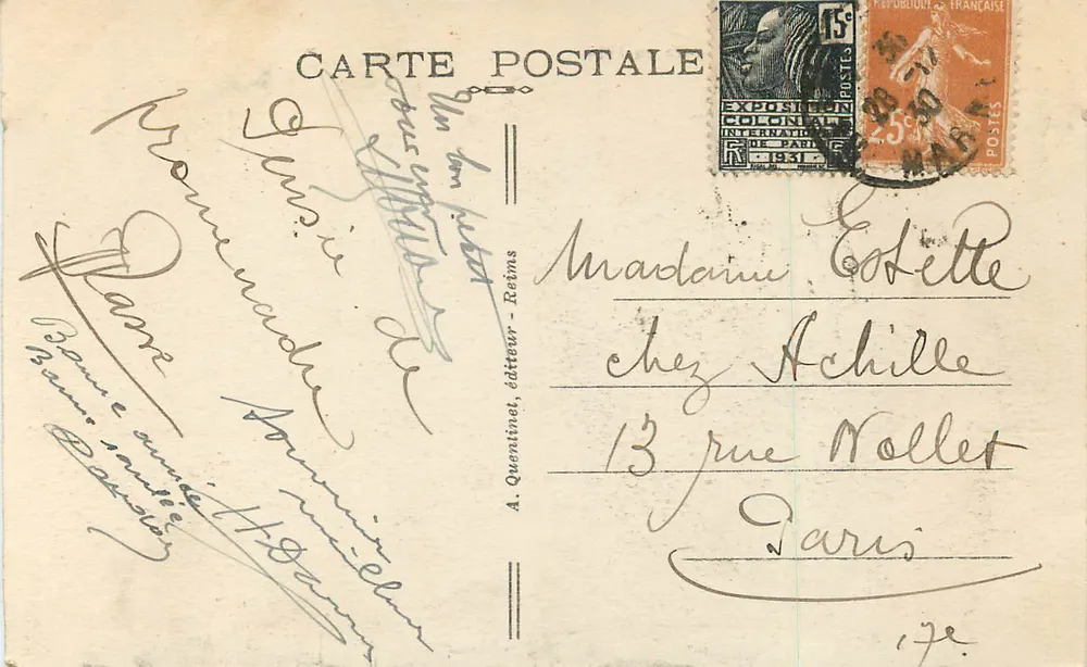 Reims — A Catedral em 1914 — A. Quentinet, editor, n°49 - Verso
