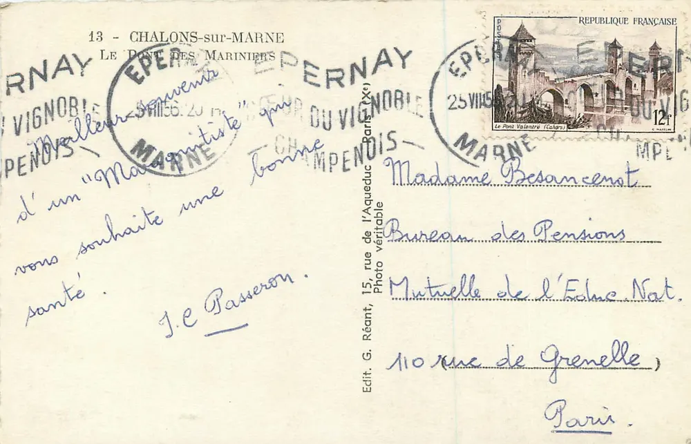 O Ponte dos Marinheiros — Chalons-sur-Marne — MAGE - Verso