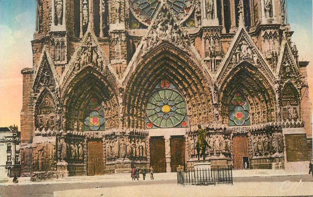Reims - A Catedral - Fachada — C° dos Arts Photomécaniques, Paris - Frente